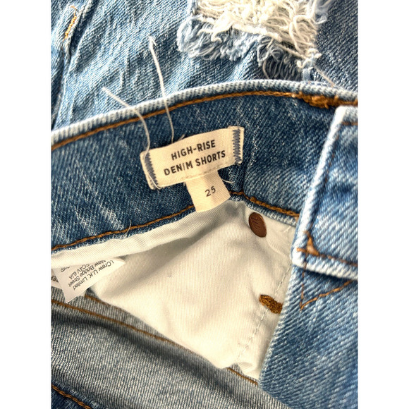 Madewell | Women's Blue High Rise Denim Paint Splatter Shorts Size 25 - Picture 10 of 11
